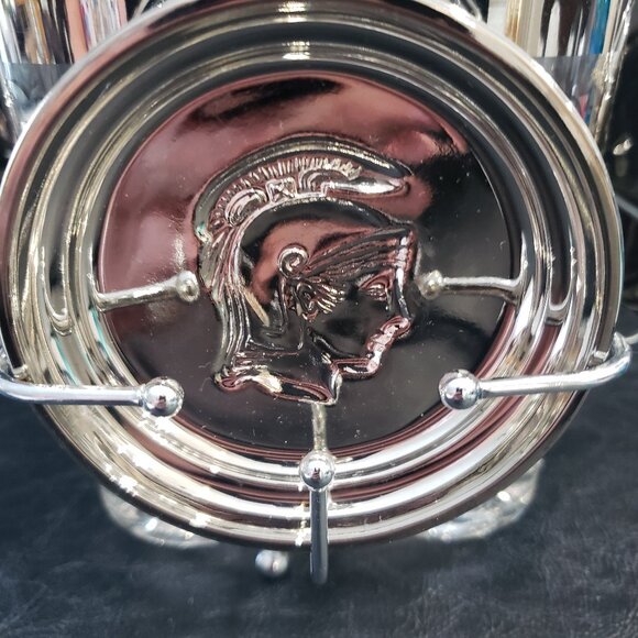 Retro Kimiko Guardian silver " Coat of Arms " Caddy with Glasses and Coasters - Picture 2 of 12